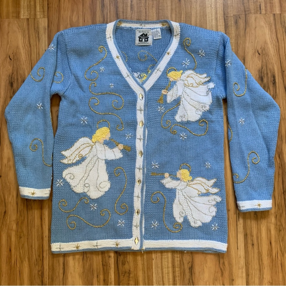 VTG Storybook Knits Hand knit Angels Sweater